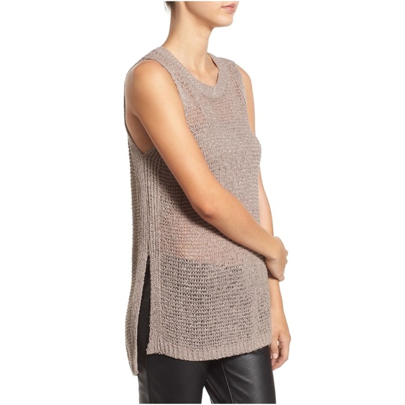 Astr Sweaters - ASTR the Label Dusty Velvet Side Slit Sweater Tank